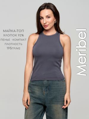 Топ майка облегающий из хлопка MB109C — Антрацитовый