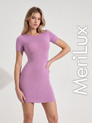 Платье с коротким рукавом ML822B — Фиалковый